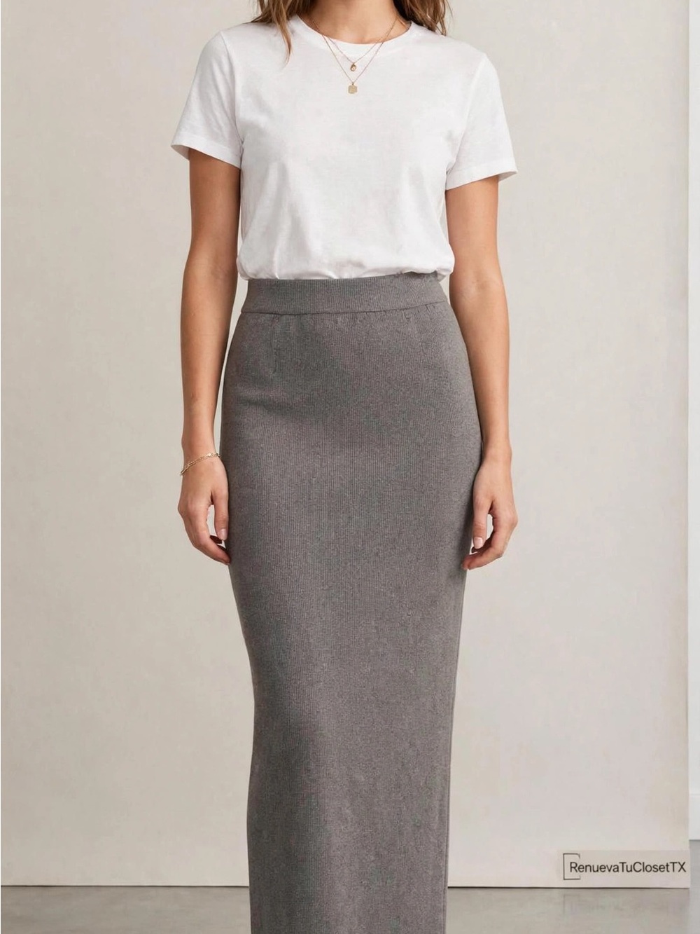 Zara Gray High-Waist Knit Maxi Skirt